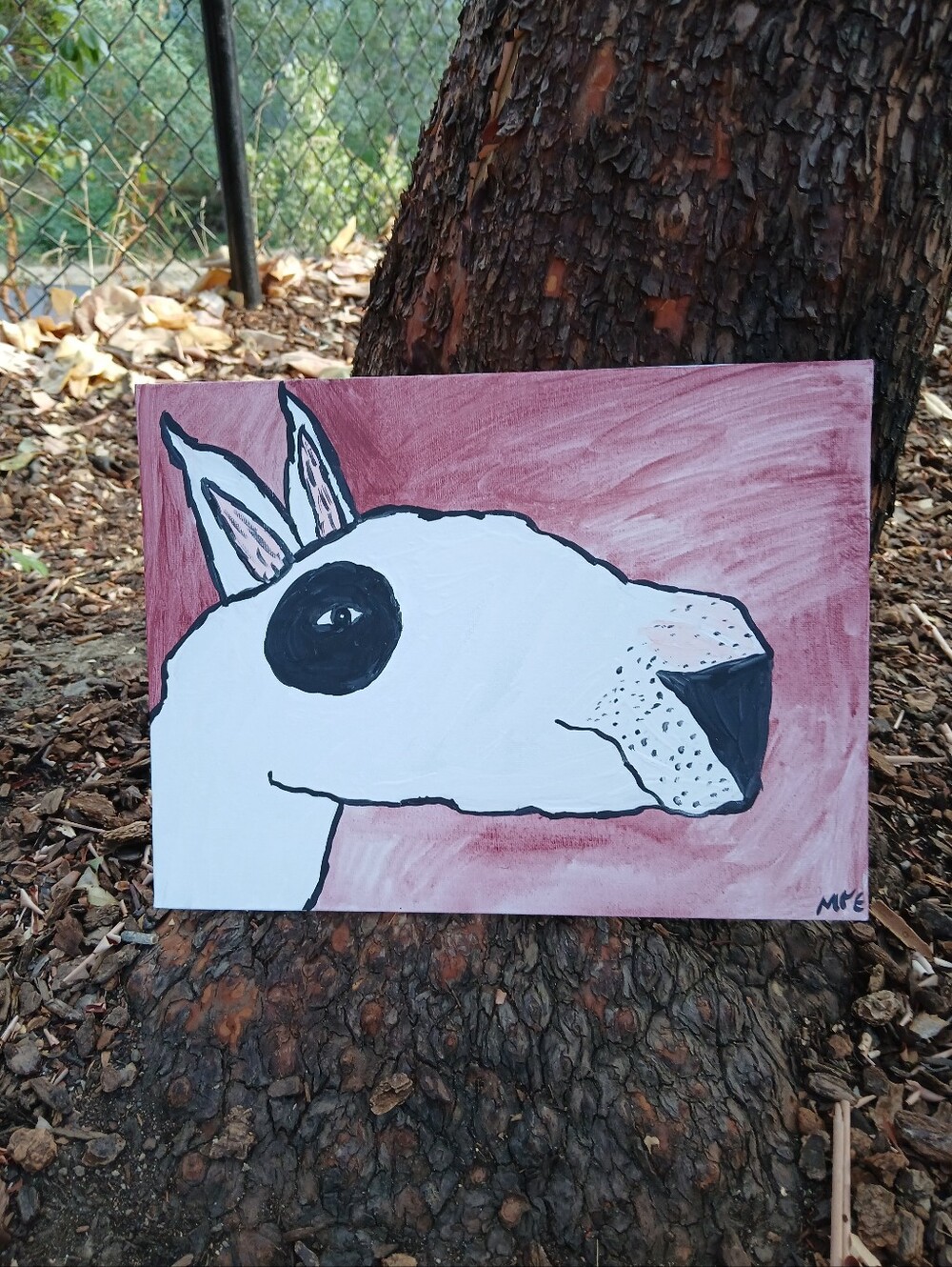 Bull Terrier Dog Painting Folk Art